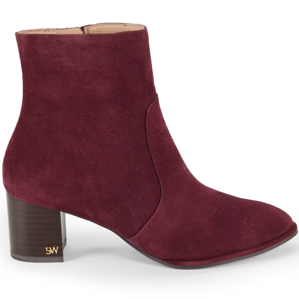 Stuart Weitzman 56 Mm Rylan Rich Burgundy Ankle Booties Size 9